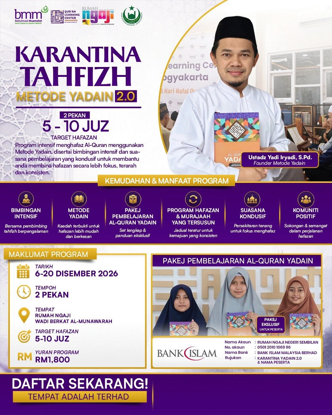 Poster Karantina Tahfizh Metode Yadain 0.2